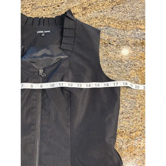 Samuel Dong Sleeveless Bubble Dress Ruffle Collar Full Zip Pockets Black Size S - Picture 7 of 10